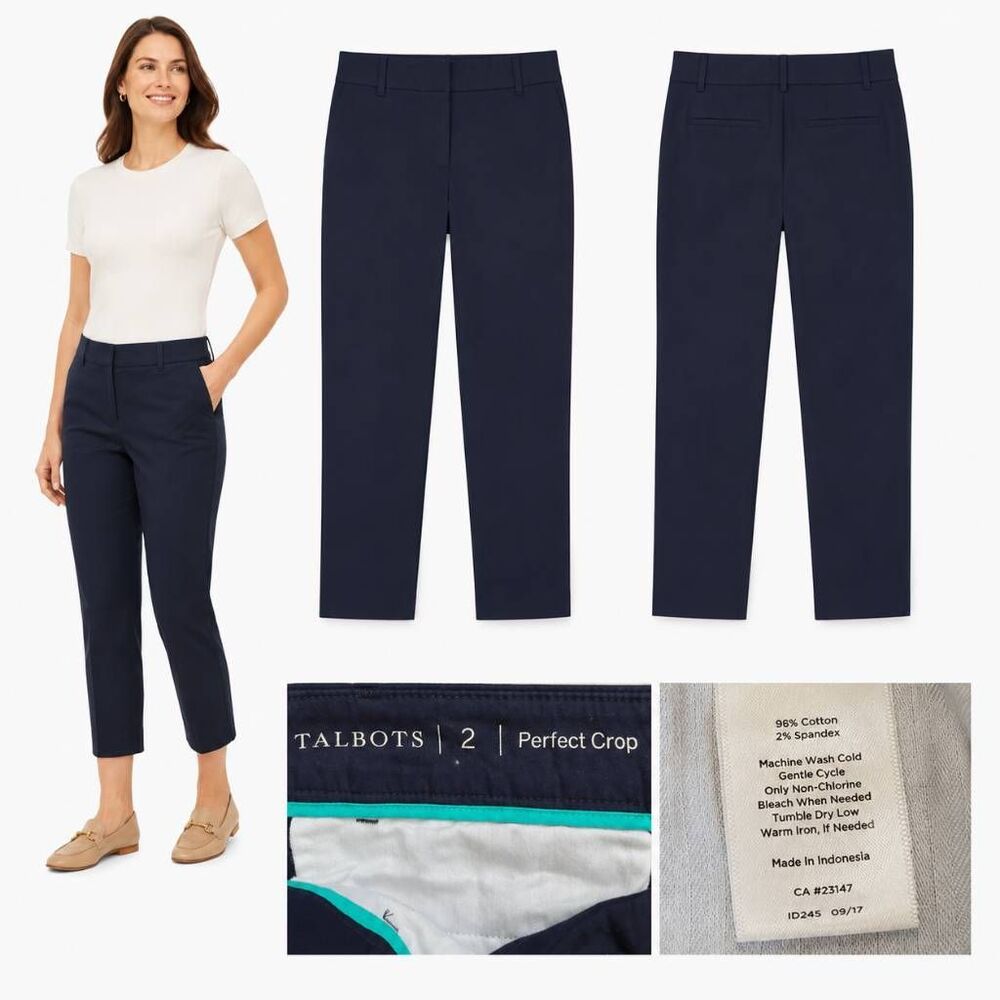Talbots Perfect Crop Navy Stretch Pants Size 2